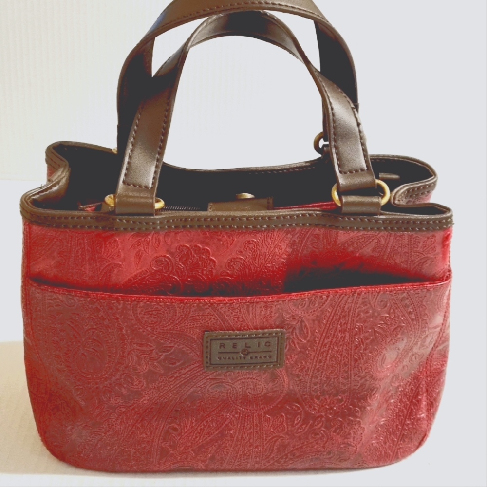 RELIC by Fossil Red Embossed Leather Purse Handbag